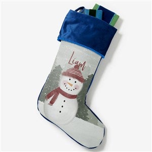 Watercolor Snowman Personalized Blue Christmas Stockings - 43075-BL