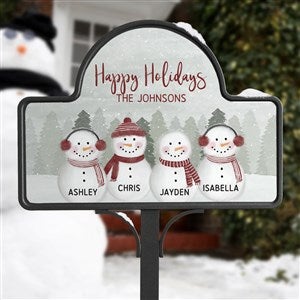 Watercolor Snowman Personalized Magnetic Garden Sign - 43077