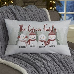 Watercolor Snowman Personalized Lumbar Throw Pillow - 43083-LB