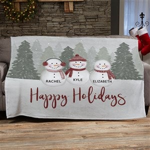 Watercolor Snowman Personalized Holiday Blanket - Plush Fleece - 60x80 - 43085-L