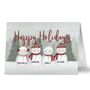Watercolor Snowman Personalized Christmas Card - Premium - 43087-P