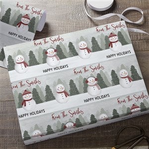Watercolor Snowman Personalized Wrapping Paper Roll - 18ft Roll - 43091-L