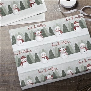 Watercolor Snowman Personalized Wrapping Paper Sheets - Set of 3 - 43091-S