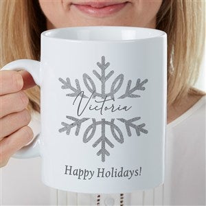 Silver and Gold Snowflakes Personalized Coffee Mug 30 oz.- White - 43095-LM