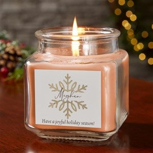 Silver and Gold Snowflakes Personalized Glass Candle Jar - Pumpkin Spice Scent - 43096-10WC