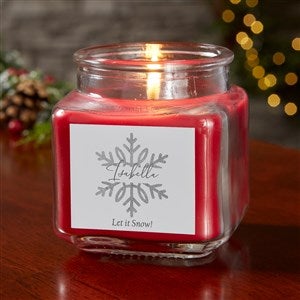 Silver and Gold Snowflakes Personalized Glass Candle Jar - Cinnamon Spice - 43096-10CS