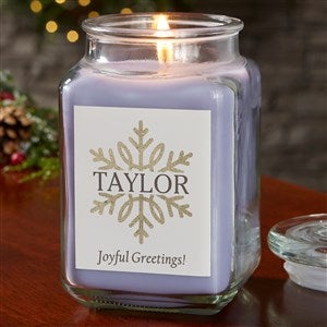Silver and Gold Snowflakes Personalized Glass Candle Jar - Lilac Scent - Large - 43096-18LM