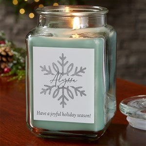 Silver and Gold Snowflakes Personalized Candle Jar - Eucalyptus Mint Scent - Large - 43096-18ES