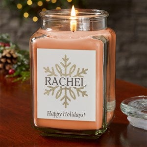 Silver and Gold Snowflakes Personalized Glass Candle Jar - Pumpkin Spice - Large - 43096-18WC