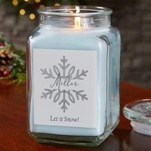 Silver and Gold Snowflakes Personalized Glass Candle Jar - Linen Scent - Large - 43096-18CW