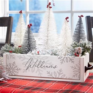 Silver and Gold Snowflakes Personalized Wood Centerpiece Box - 43097