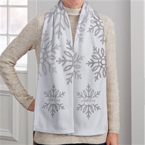 Silver and Gold Snowflakes Personalized Womens Fleece Scarf - 43098-F