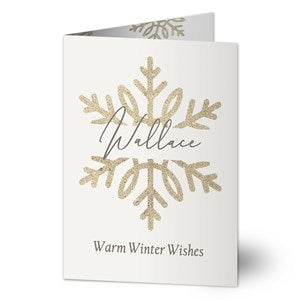 Silver and Gold Snowflakes Personalized Greeting Card - 43099