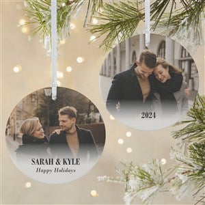 Merry & Bright Photo Personalized Ornament-3.75 Matte - 2 Sided - 43126-2L