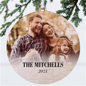 Merry & Bright Personalized Wood Photo Christmas Ornament - 43126-1W