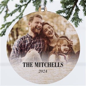 Merry & Bright Personalized Wood Photo Christmas Ornament - 43126-1W