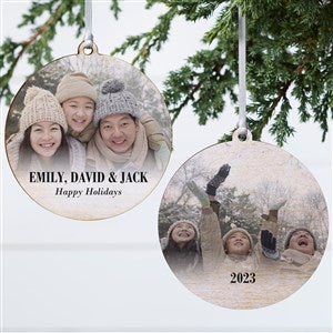 Merry & Bright Personalized Wood Photo Christmas Ornament - 2-Sided - 43126-2W