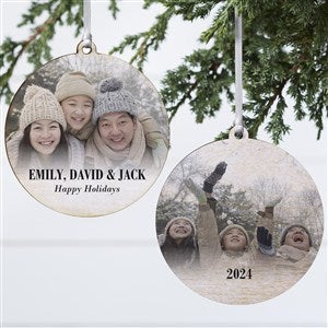 Merry & Bright Photo Personalized Ornament-3.75 Wood - 2 Sided - 43126-2W