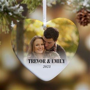 Merry & Bright Personalized Photo Heart Ornament - Glossy - 43127-1