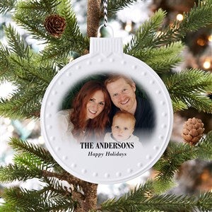Merry  Bright Photo Personalized White Enamel Ornament - 43129