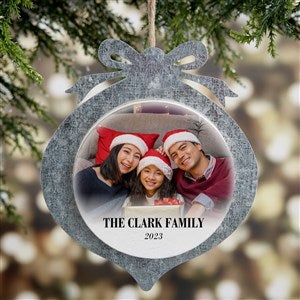 Merry & Bright Photo Personalized Galvanized Ornament - 43130