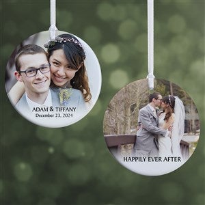 Wedded Bliss Photo Personalized Ceramic Ornament - 2-Sided - 43134-2S