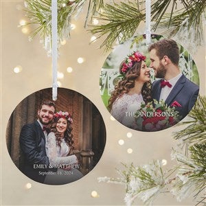 Wedded Bliss Photo Personalized Ceramic Ornament - Large 2-Sided - 43134-2L