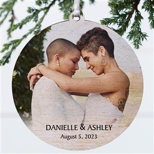 Wedded Bliss Photo Personalized Wood Ornament - 43134-1W