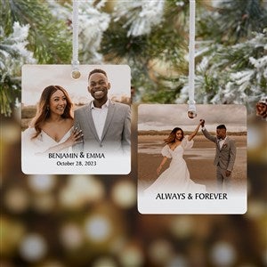 Wedded Bliss Photo Personalized Metal Ornament - 2-Sided - 43134-2M
