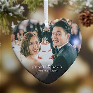 Wedded Bliss Photo Personalized Heart Christmas Ornament - Glossy - 43135-1