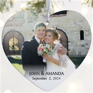 Wedded Bliss Photo  Personalized Heart Ornament- 4 Matte - 1 Sided - 43135-1L