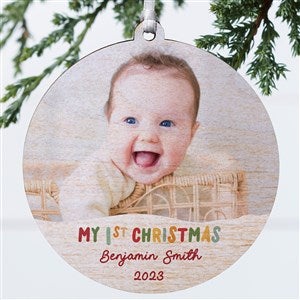Bundle Of Joy Personalized First Christmas Photo Ornament - Wood - 43136-1W