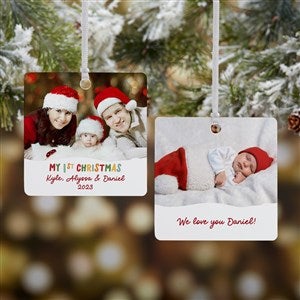 Bundle Of Joy Personalized First Christmas Photo Ornament - 2-Sided Metal - 43136-2M