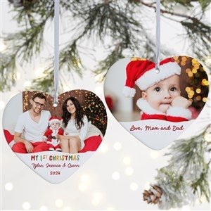 Bundle Of Joy Personalized First Christmas Heart Photo Ornament - 2-Sided Large - 43137-2L