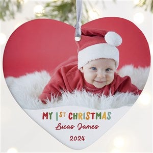 Bundle Of Joy Personalized First Christmas Photo Ornament - Large Heart - 43137-1L