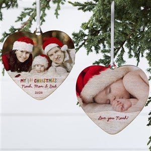 Bundle Of Joy Personalized First Christmas Heart Photo Ornament - 2-Sided Wood - 43137-2W