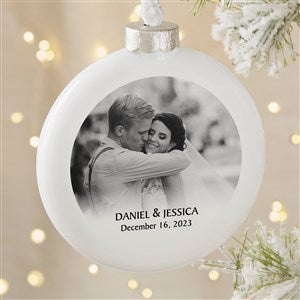 Wedded Bliss Photo Personalized Deluxe Globe Ornament - 43138