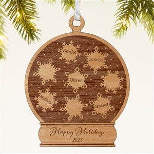 Snowflake Snow Globe Personalized Wood Ornament - Natural - 43146-N