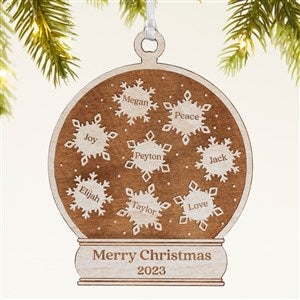 Snowflake Snow Globe Personalized Wood Ornament - White - 43146-W