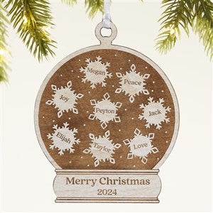 Snowflake Snow Globe Personalized Wood Ornament - White - 43146-W