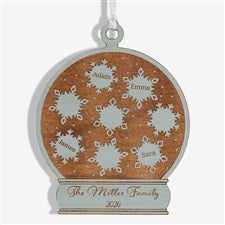 Snowflake Snow Globe Personalized Wood Ornament - Blue - 43146-B