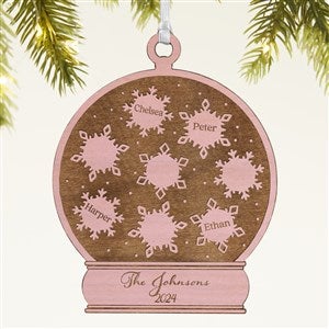 Snowflake Snow Globe Personalized Wood Ornament - Pink - 43146-P