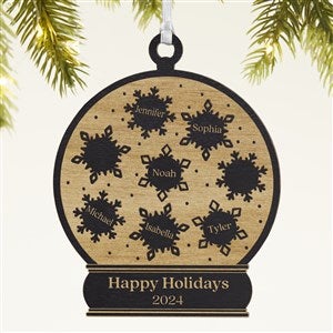 Snowflake Snow Globe Personalized Wood Ornament - Black - 43146-BLK