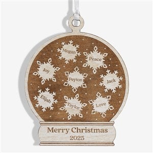 Snowflake Snow Globe Personalized Wood Ornament - White - 43146-W