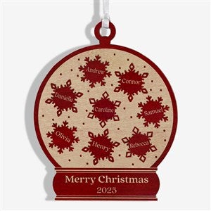 Snowflake Snow Globe Personalized Wood Ornament - Red - 43146-R
