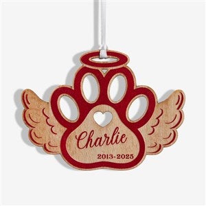 Pet Memorial Wings Personalized Wood Ornament - Red - 43148-R