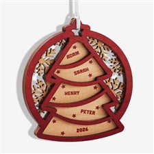 Family Tree Personalized Two Piece Wood Ornament - Red - 43149-R