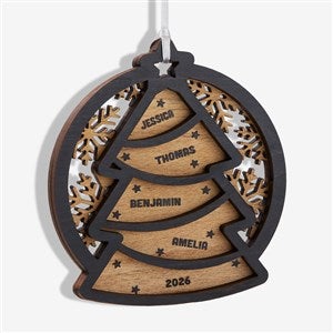 Family Tree Personalized Two Piece Wood Ornament - Black - 43149-BLK