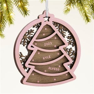 Family Tree Personalized Two Piece Wood Ornament - Pink - 43149-P