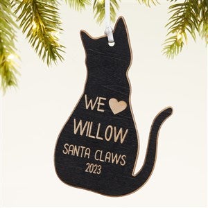 Personalized Cat Wood Christmas Ornament - Black - 43151-BLK
